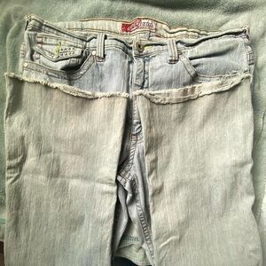 Blue Flare Wide Leg Jeans Relaxed Fit